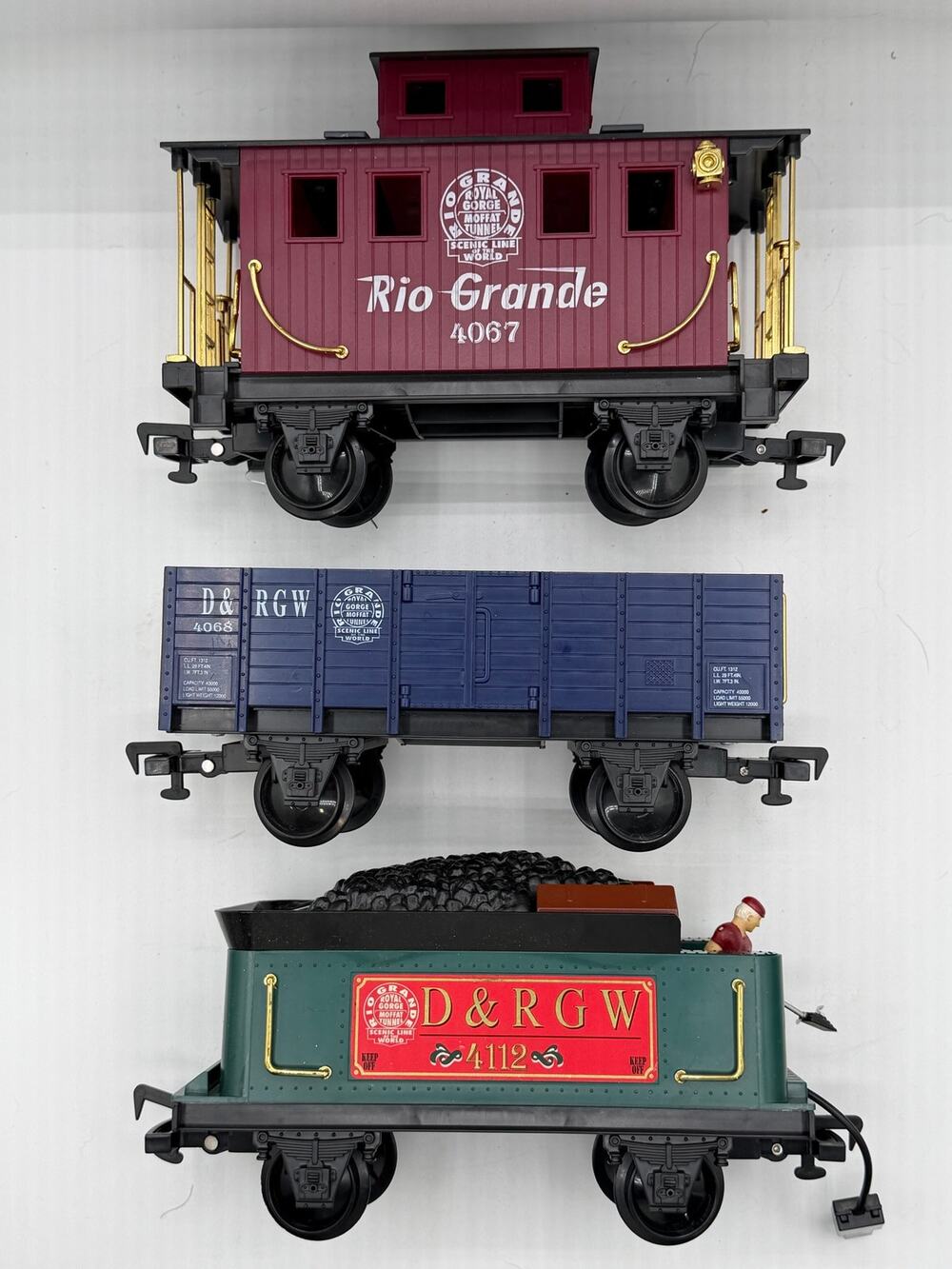 Vintage Scientific Toys G-Scale D&RGW Rio Grande 3-Car Lot Caboose Boxcar Tender